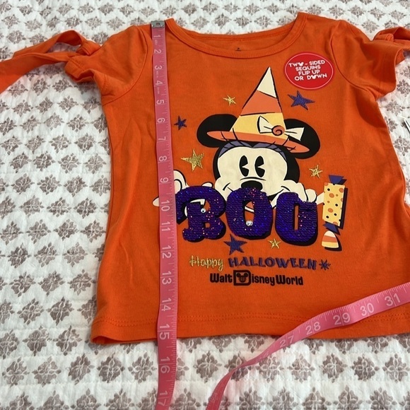 WDW Disney Parks Halloween Minnie Flip Sequin Girls Shirt NWT MNSSHP Size XXS - Picture 8 of 9